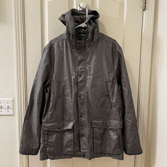 John Varvatos USA Gray Hooded Coated Linen Jacket Men's Size XL - Picture 1 of 12